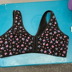 Black Floral Women's  cotton front closure bralette 38B-DD